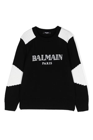 maglione in lana vergine nero BALMAIN PARIS KIDS | BV9P50Z2359930AV